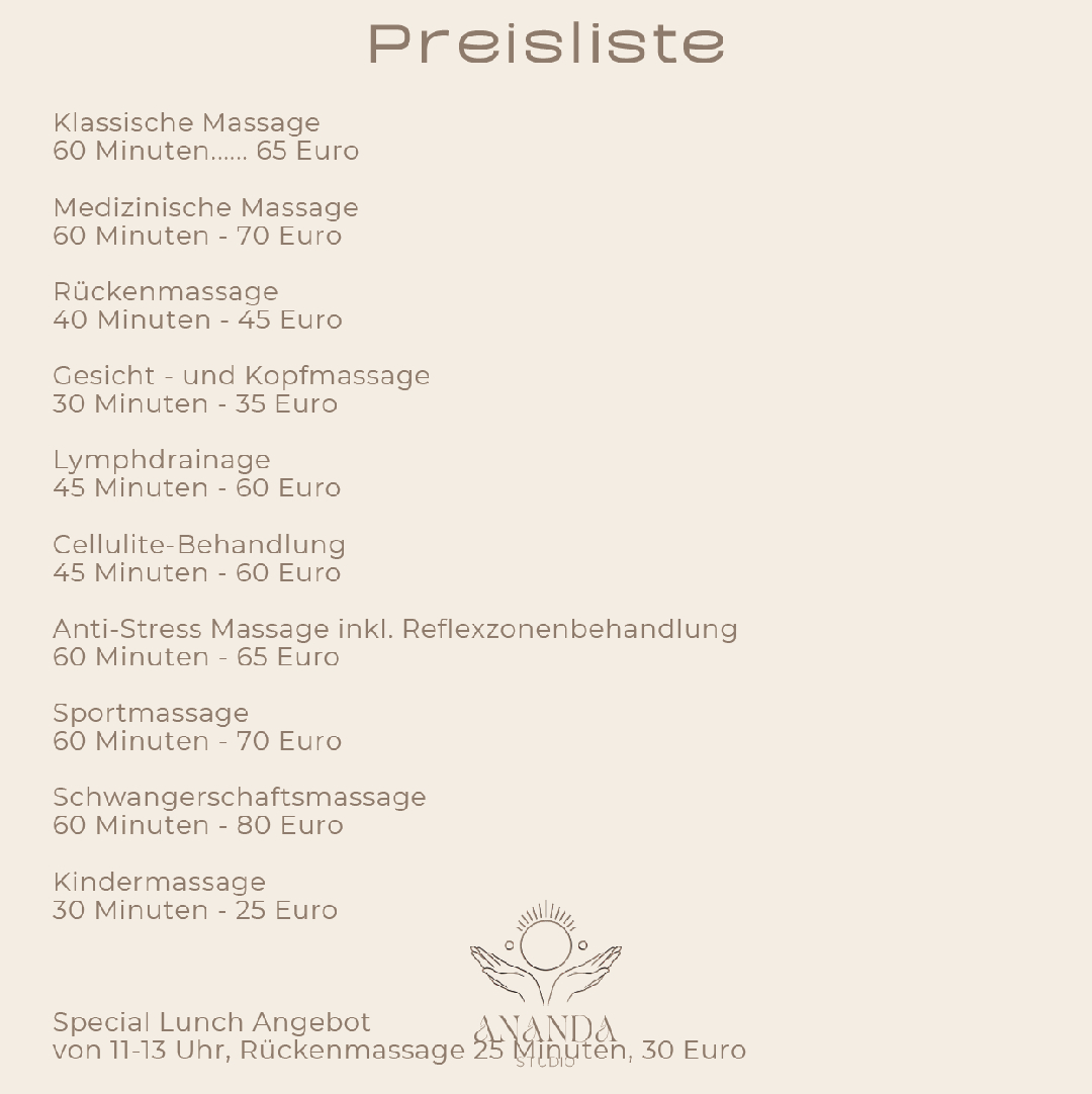 Ananda Preisliste